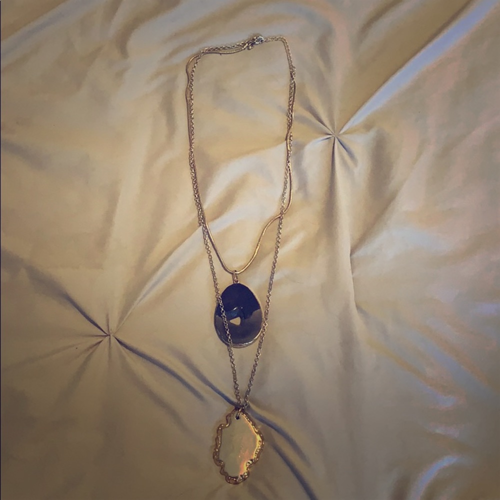 Black and Gold stone two-fer necklace